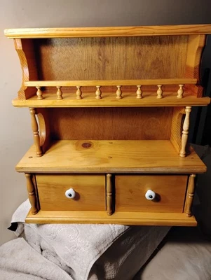 Gabinete de madera de colección mostrador de arce 2 cajones 2 estantes 3 niveles con clavijas BELLEZA Foto 1 de 4