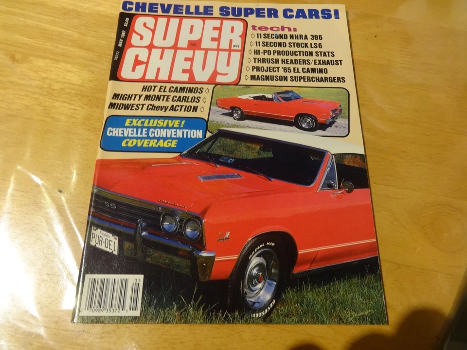 SUPER CHEVY VINTAGE CAR MAGAZINE CHEVROLET  1987  MAY CHEVELLE SUPER CARS - Image 1 of 1