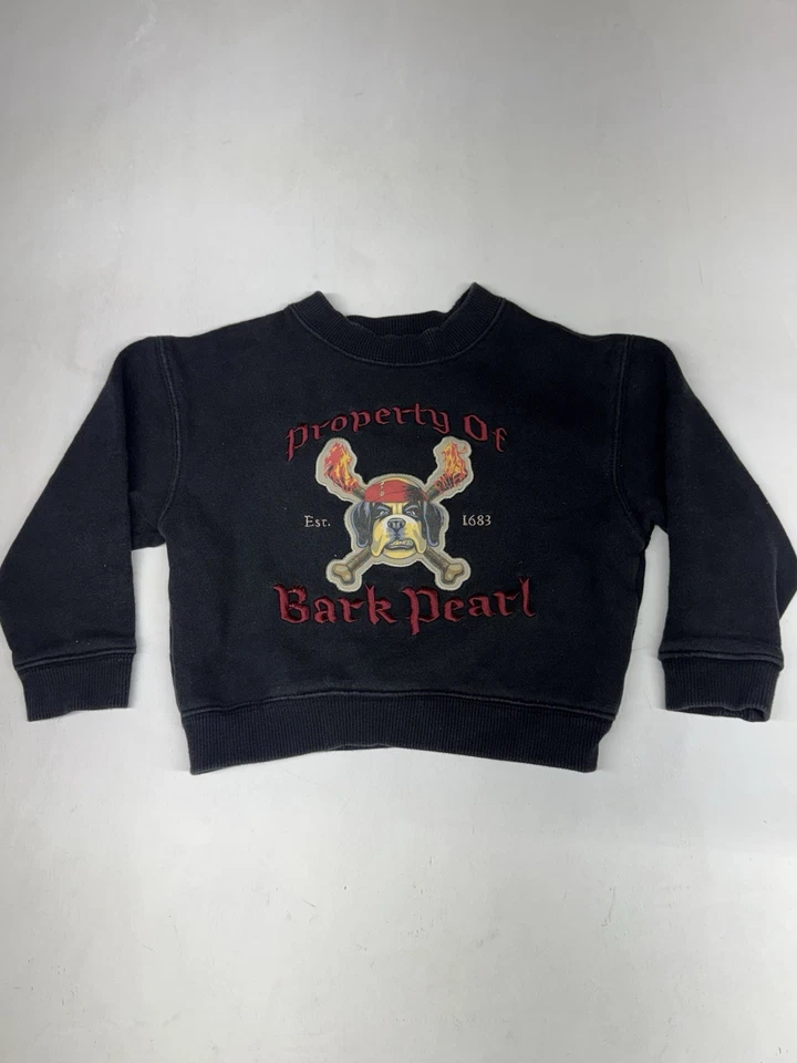 Vtg Big Dogs Bark Pearl Curse Youth 2/3T Spellout Crew Neck Pullover Sweater Y2K - Image 1 of 4