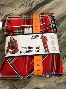 Lands End Flannel 2 Piece Pajama Set Sz XXL NWT Drawstring Pants - Picture 1 of 7