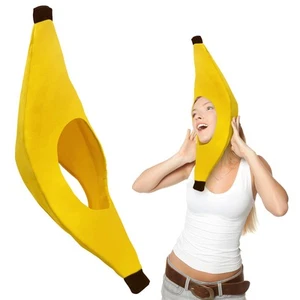 Adult Cosplay Food Yellow Banana Hat Food Fruit Halloween Costume Accessory - Picture 1 of 8