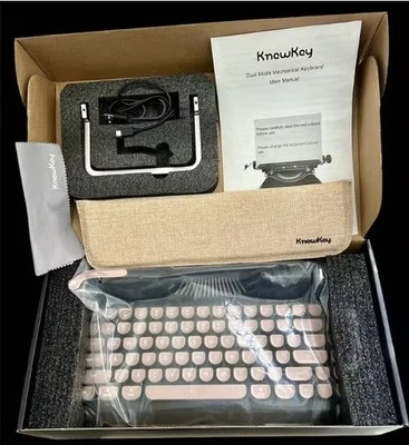 KnewKey RYMEK RetroStyle Mechanical Black/Gold Wired/Wireless Bluetooth Keyboard - Image 1 of 4