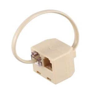 RJ11 6P4C 2 Way Outlet Telephone Jack Line Splitter Adapter Beige N1S84761 - Zdjęcie 1 z 8