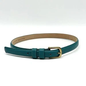 Vintage Women’s Leather Belt Teal Size M Brass Buckle 3/4” Wide Blue-Green - Picture 1 of 4