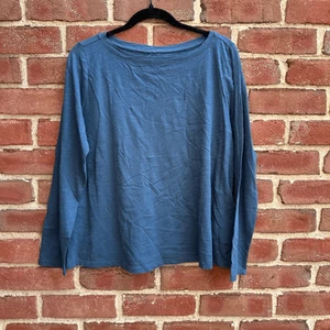 EILEEN FISHER Slubby Bio-Baumwolle Langarmshirt blau Damen med neu ohne Etikett - Bild 1 von 5