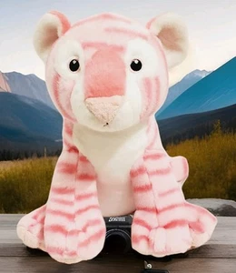 Aurora 12 Zoll rosa Tiger Plüschtier Destination Nation blaue Augen Stofftier - Bild 1 von 8