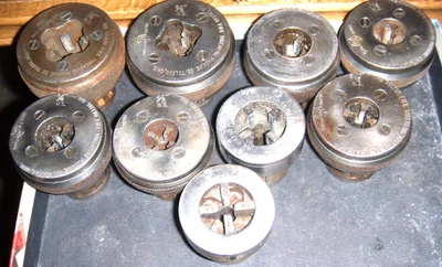 10 TOLEDO 3/4",5/8/1/2,7/16,1/4,3/8,3/8,5/16,1/8" NC PIPE THREADER DIE DROP HEAD - Image 1 of 2