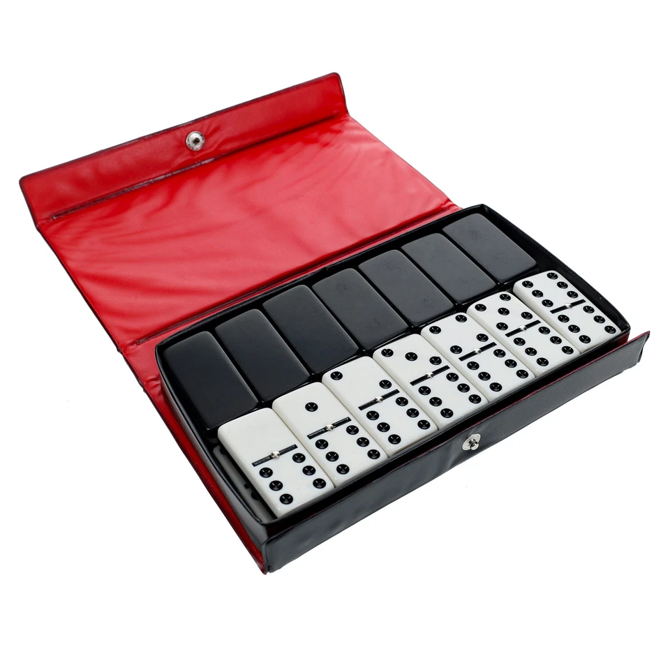 WE Games Two-Toned Black & White Double 6 Dominoes with Spinners - Club Size - Image 1 of 4