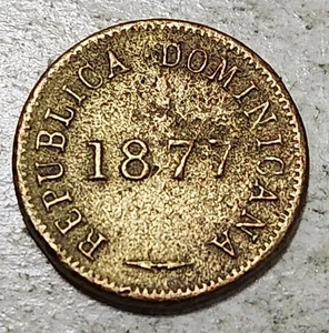 DOMINICAN REPUBLIC 🇩🇴 ONE (1) CENTAVO COIN 1877 - Picture 1 of 2