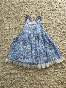Cupcakes and Cashmere Girl’s SZ 6 Sleeveless Blue Floral Eyelet Trim Sun Dress - Picture 1 of 10