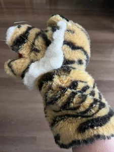 Vintage 1986 Dakin weiche Plüsch Tiger Handpuppe beweglicher Mund Stofftier - Bild 1 von 12