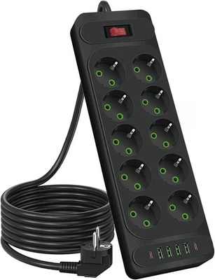 10fach Steckdosenleiste mit 4x Usb A 2x Usb C Schalter 18m Kabel - Bild 1 von 4