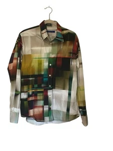 Georg Roth Shirt Mens Large Abstract Multicolor Long Sleeve Button Up Flip Cuff - Picture 1 of 5