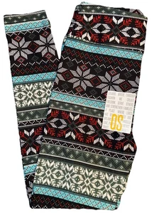 NUEVO Leggings de Navidad LuLaRoe Talla Única (2-12) Negro Verde Azul Fair Isle - Imagen 1 de 8