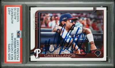 2025 Topps Signed Nick Castellanos Golden Mirror SSP 427 Autographed PSA 10 Auto - Image 1 of 2