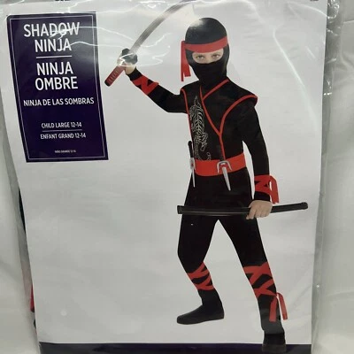 Nuevo Disfraz de Halloween Shadow Ninja Niños Niños Grandes Edad 12-14 Negro y Rojo Tiger Foto 1 de 4