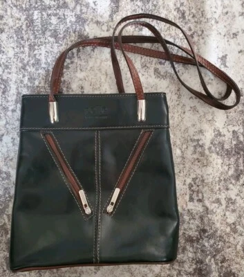 Bolso de mano/mochila convertible vintage Vera Pelle de cuero italiano negro y rojo en muy buen estado Foto 1 de 4