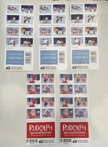 Rudolph Reindeer & Charlie Brown Christmas Postage 100 Stamps - Picture 1 of 1