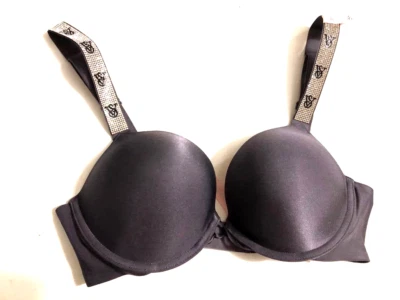 Sujetador Victoria’s Secret Shine Strap Bombshell Push Up Añadir Talla 2 Copa Gris 36B Nuevo con Etiquetas Foto 1 de 3