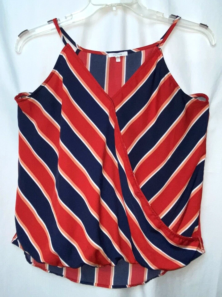 Maurice's Women's Spaghetti Strap Stripe Tank Top Size L Blue Red B24*O - Image 1 of 3
