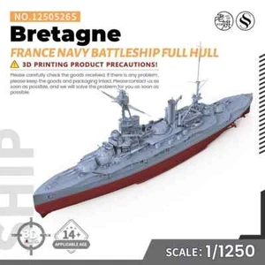 SSMODEL SSC1250526 1/1250 Military Model Kit France Navy Bretagne Battleship - Picture 1 of 4