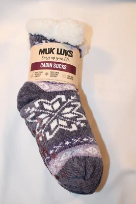 Muk Luks Cabin Socks No Slip Sole Size S/M 2 Pair Fits M 6-8 W 5-7 NWT - Image 1 of 4