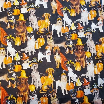 Disfraz de Halloween PERROS tela de calabaza 100 % algodón FQ HY BTY por yarda resortes Foto 1 de 4