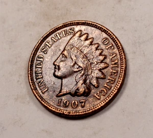 1907 Indian Head Cent Penny * Almost Uncirculated AU * XI472 - Picture 1 of 2