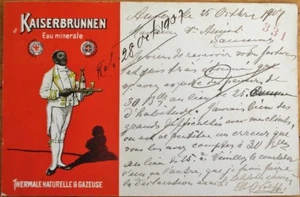 Postal publicitaria francesa de agua mineral Black Waiter 1907-Kaiserbrunnen- litografía - Imagen 1 de 1