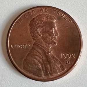 DOUBLE- DIE 1992 Obverse Penny | Very Fine Condition | US COINS - Picture 1 of 3