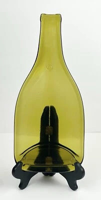 The Smashed Chefs 11” Green Flattened Wine Glass Bottle Serving Tray Spoon Rest - Image 1 of 4