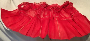 VINTAGE RED LACE SEE THOUGH HALF APRON WITH POCKETS TIE STRAP - Picture 1 of 9