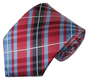 Corbata hecha a mano a cuadros tartán tejida para hombre roja y azul acero microfibra - Imagen 1 de 1