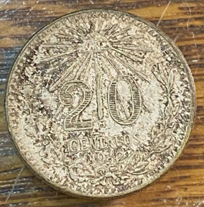 1942 Mexico 20 Centavos Nice Original XF+ KM-438 CHRC - Picture 1 of 2