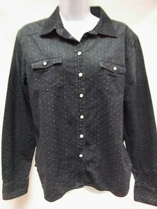 vtg American Eagle AEO western shirt L navy blue denim MOP snap pocket guide - Picture 1 of 7