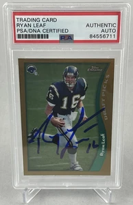 RYAN LEAF SIGNED AUTOGRAPH 1998 TOPPS CHROME #66 ROOKIE CARD PSA/DNA SLABBED - Picture 1 of 2