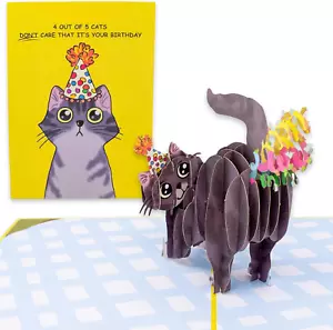 ,Purr-Fect Pop up Birthday Card, 3D Cat Farting Confetti Funny Birthday Card, Ca - Picture 1 of 6