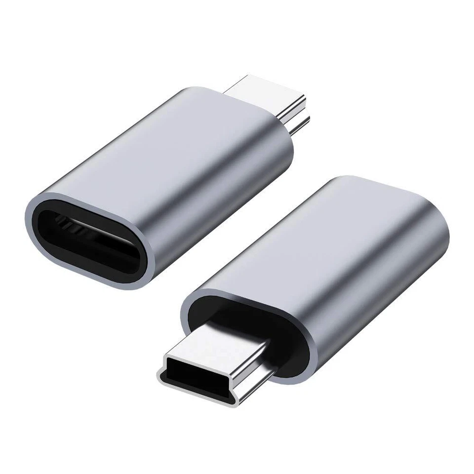 Type C Female to Mini USB 2.0 Male Convert Adapter Data Sync Compatible 2-pack