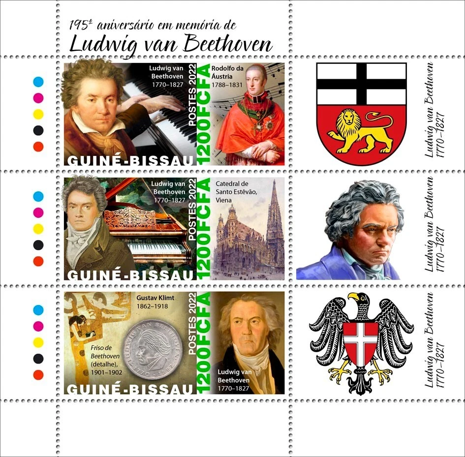 Estampillas de música de compositor Ludwig van Beethoven MNH 2022 Guinea-Bissau M/S Foto 1 de 1