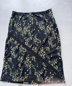Vintage Y2K 2000s BCBG Maxazria Women's Black Floral Midi Skirt Size Medium (G) - Picture 1 of 5