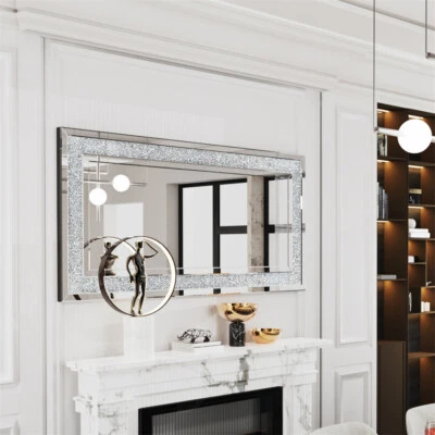 Crush Diamond Full Length Mirror Large Rectangular Mirrors for Wall Decor Silver - Image 1 of 4