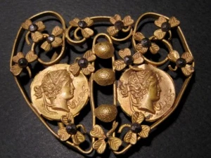 SCHÖNE VINTAGE KOMPAKTE BRONZE VERGOLDETE SCHNALLE, ANTIKE MÜNZEN REPLIKEN!!! - Bild 1 von 8