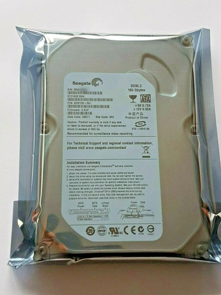 160 GB SATA Seagate SV35.2 ST3160815SV 7200rpm 8MB 3,5 " Internal Hard Drive New - Image 1 of 1