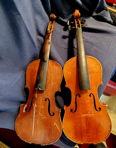 M DE COLECCIÓN (2) VIOLINES ANTONIUS STRADIUARIUS HECHOS EN ALEMANIA ETIQUETAS DE PAPEL - Imagen 1 de 12