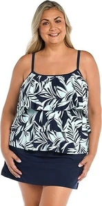 NWTS Maxine Of Hollywood Women's 3-Tiered Ruffle Tankini Swimsuit Top SZ 18 - Picture 1 of 5