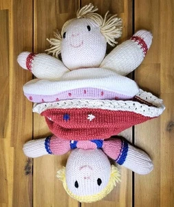 Handmade Crochet Doll American Folk Girl Flip Down Topsy Turvy Vintage - Picture 1 of 6