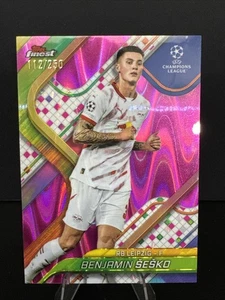 2024-25 Finest UEFA UCC Benjamin Sesko Pink Raywave Refractor  /250 - Picture 1 of 2