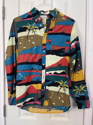H&M Mens Shirt NWT Colorful Vintage Look Western Print Linen Size Small - Image 1 of 4