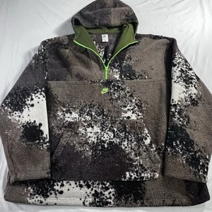 Nike Sportswear Essentials 1/2 zip sherpa felpa con cappuccio 4XL marrone maglione mimetico - Foto 1 di 8