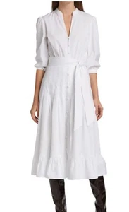 Vestido Veronica Barba Izie Algodón Popelina Blanco Midi Talla 10 - Imagen 1 de 13